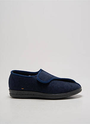 Chaussons/pantoufles fermeture scratch talon plat jusqu'à 3cm bleu WAPITI femme