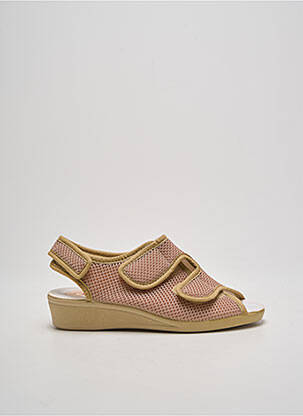 Chaussons/pantoufles fermeture scratch talon plat jusqu'à 3cm beige LA MAISON DE L'ESPADRILLE femme