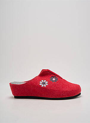 Chaussons/pantoufles bout rond talon de 4 à 6cm rouge ARIMA femme