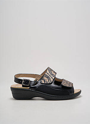 Sandales/nu pieds tissage satiné talon de 4 à 6cm noir PUCHE femme