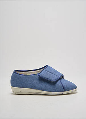 Chaussons/pantoufles fermeture scratch talon plat jusqu'à 3cm bleu WAPITI femme