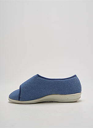 Chaussons/pantoufles fermeture scratch talon plat jusqu'à 3cm bleu WAPITI femme