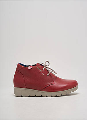 Bottines/boots tissage satiné talon plat jusqu'à 3cm rouge ON FOOT femme