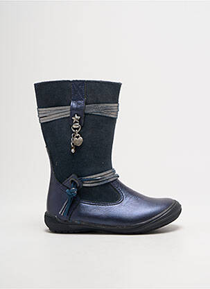 Bottes nubuck bout rond bleu BOPY fille
