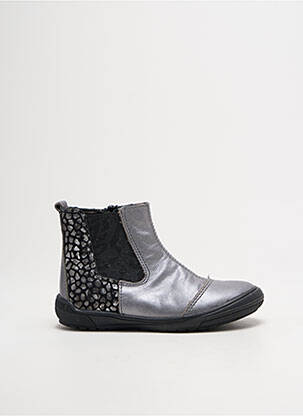 Bottines/boots tissage satiné bout rond argent BOPY fille