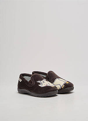 Chaussons/pantoufles tissage velours bout rond marron LA MAISON DE L'ESPADRILLE garçon