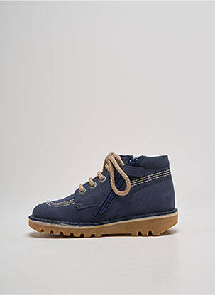 Bottines/boots fermeture zip et lacets bout rond bleu KICKERS garcon