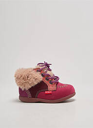Bottillons fermeture lacets bout rond rose KICKERS fille