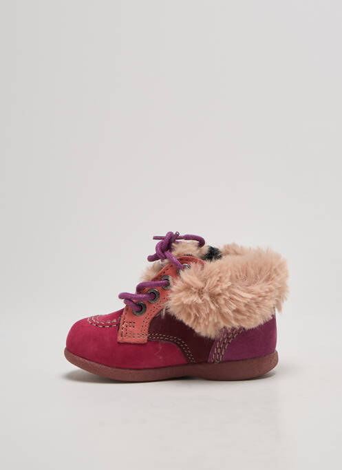 Bottillons fermeture lacets bout rond rose KICKERS fille