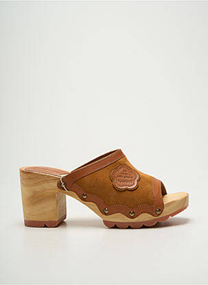 Mules/sabots semi compensé talon de 7 à 9cm marron KICKERS femme