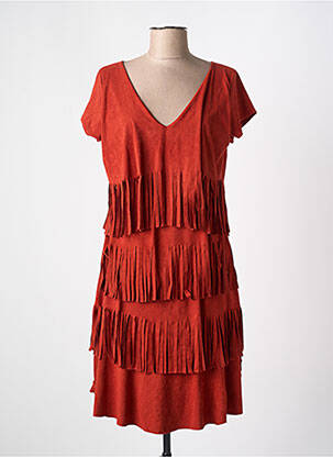 Robe mi-longue manches courtes manches courtes orange MARY COOL femme