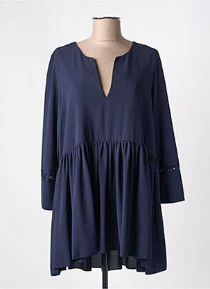 Tunique manches longues tissage crêpe bleu LILI LA TIGRESSE femme