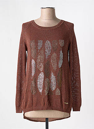 Pull coupe droite manches longues marron CHERRY COUTURE femme