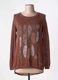 Pull col rond manches longues marron CHERRY COUTURE femme