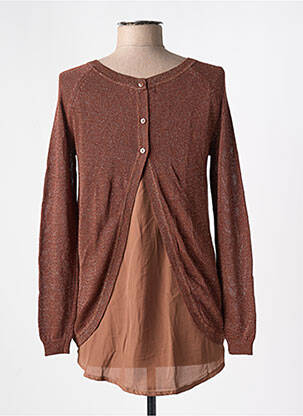 Pull coupe droite manches longues marron CHERRY COUTURE femme
