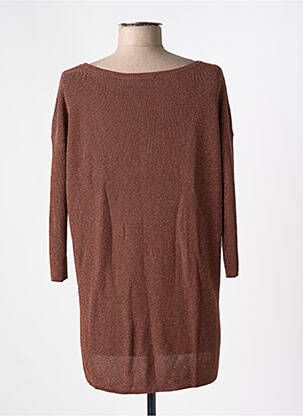 Pull coupe droite manches 3/4 marron CHERRY COUTURE femme