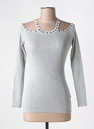 Pull coupe cintrée manches longues gris MAILLE LOVE femme