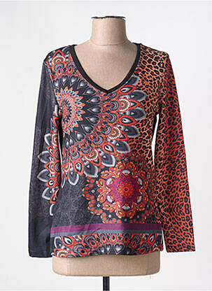 T-shirt orange 101 IDEES pour femme