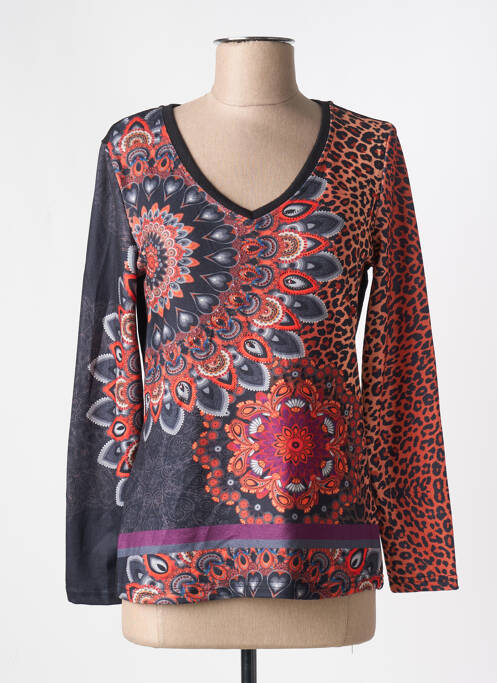 T-shirt manches longues manches longues orange 101 IDEES femme