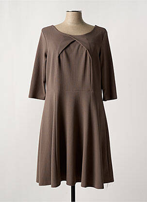 Robe mi-longue manches 3/4 manches 3/4 marron LYANNE femme