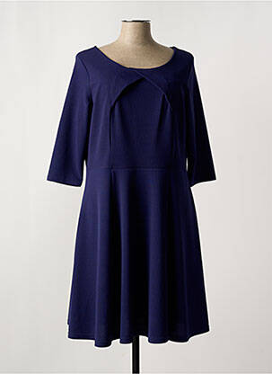 Robe mi-longue manches 3/4 manches 3/4 bleu LYANNE femme