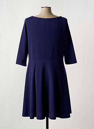 Robe mi-longue manches 3/4 manches 3/4 bleu LYANNE femme