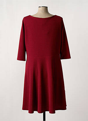 Robe mi-longue manches 3/4 manches 3/4 rouge LYANNE femme