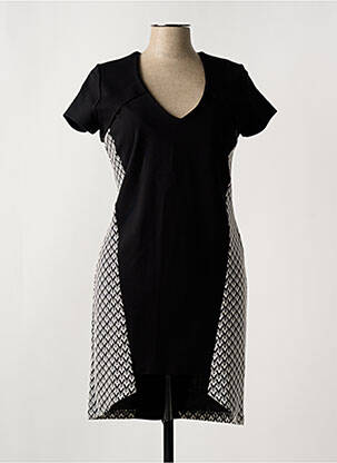 Robe mi-longue imprimé fantaisie manches courtes noir NANA BAILA femme