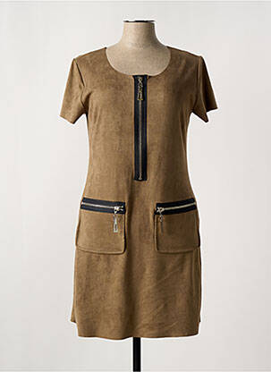 Robe mi-longue manches courtes manches courtes marron NANA BAILA femme