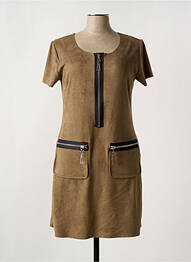 Robe mi-longue manches courtes manches courtes marron NANA BAILA femme