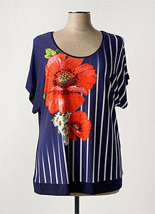 Top stretch manches courtes bleu ALAIN MURATI femme