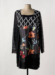 Robe mi-longue coupe fluide manches longues noir VIRGINIE & MOI femme