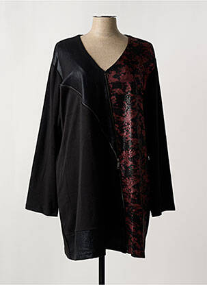Robe mi-longue imprimé fantaisie manches longues noir LADY BELLE femme