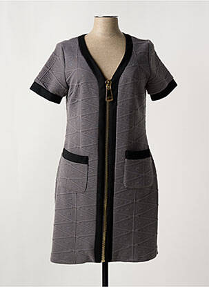 Robe mi-longue manches courtes manches courtes gris NANA BAILA femme