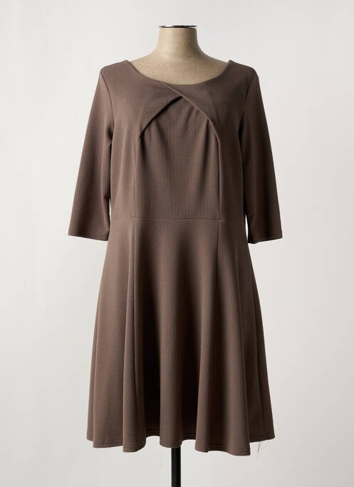 Robe mi-longue marron LYANNE pour femme