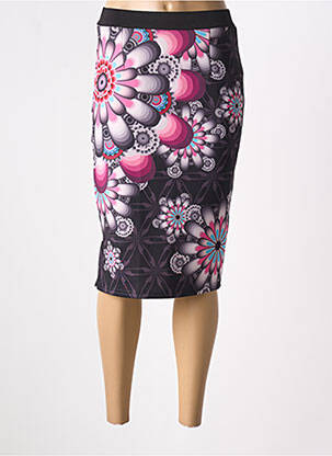 Jupe mi-longue taille à pinces noir 101 IDEES femme