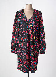 Robe mi-longue imprimé fantaisie manches longues rose ICHI femme