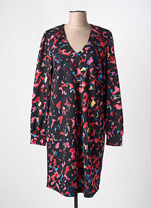 Robe mi-longue imprimé fantaisie manches longues rose ICHI femme