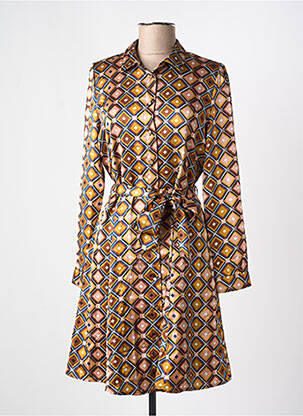 Robe mi-longue manches longues manches longues marron LA PETITE ETOILE femme
