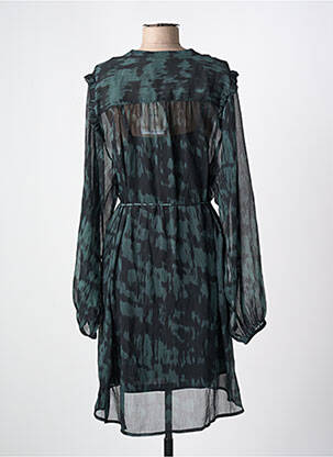 Robe mi-longue imprimé fantaisie manches longues vert ICHI femme