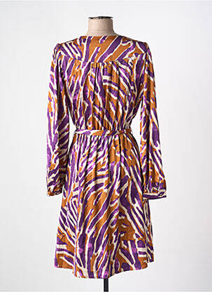 Robe mi-longue imprimé fantaisie manches longues violet LA PETITE ETOILE femme