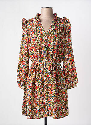 Robe courte imprimé fleurs manches longues vert DEELUXE femme