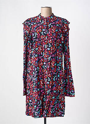 Robe mi-longue coupe fluide manches longues rouge PIECES femme