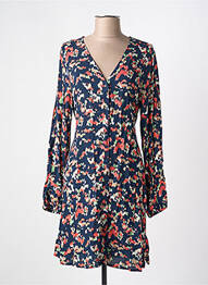 Robe mi-longue imprimé fantaisie manches longues bleu ICHI femme