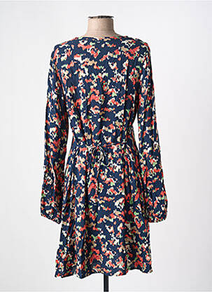 Robe mi-longue imprimé fantaisie manches longues bleu ICHI femme