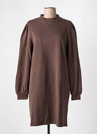 Robe pull coupe droite manches longues marron ICHI femme