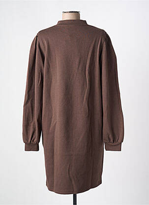 Robe pull coupe droite manches longues marron ICHI femme