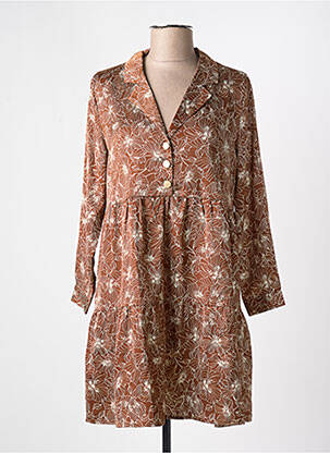Robe courte manches longues manches longues marron LA PETITE ETOILE femme