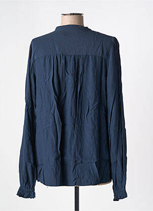 Blouse tissage popeline manches longues bleu ICHI femme