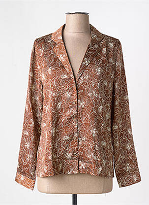 Chemisier imprimé fleurs manches longues marron LA PETITE ETOILE femme